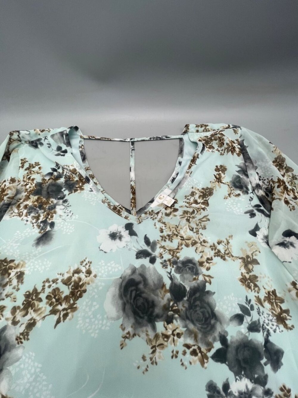 c layered blouse shirt mid sleeve flared sheer sleeves floral boho large bust 20 - Picture 6 of 8